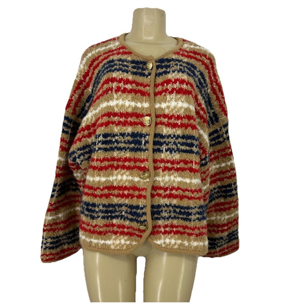 J Crew XXL Women Sweater Lady Jacket Boucle Yarn Cardigan Cropped Wool CLT
